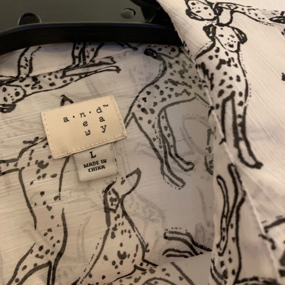 A New Day White Sheer Dalmatian Top Blouse